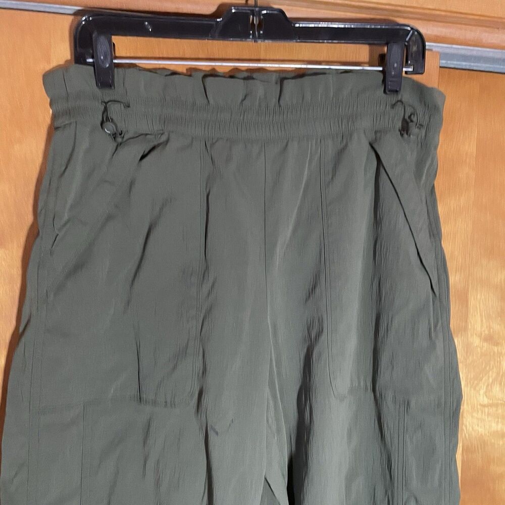 Athleta Trekkie Ripstop High Rise Parachute Pants 10P Olive Green Nylon Stretch - Picture 4 of 11